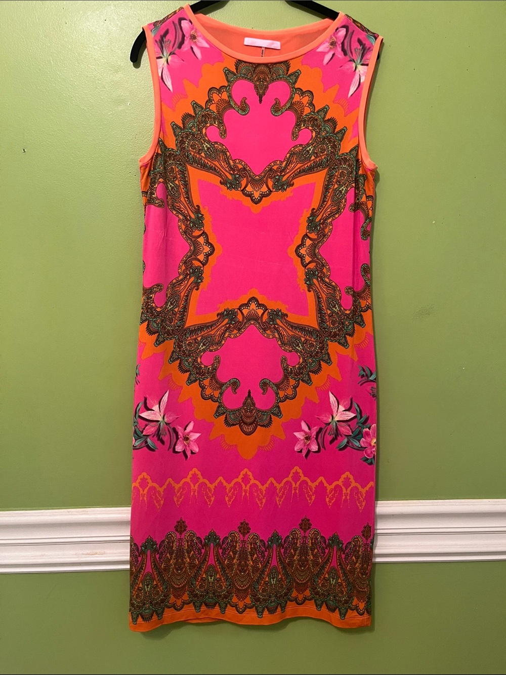 Basler Sheath Dress in Pink & Orange